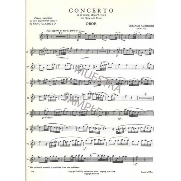 Albinoni: Concerto In D Minor Op. 9 N 2